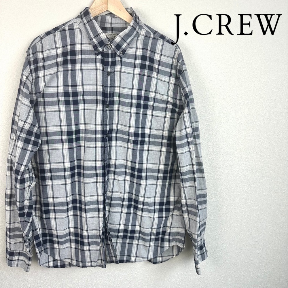 J. Crew long-sleeve plaid button-down shirt